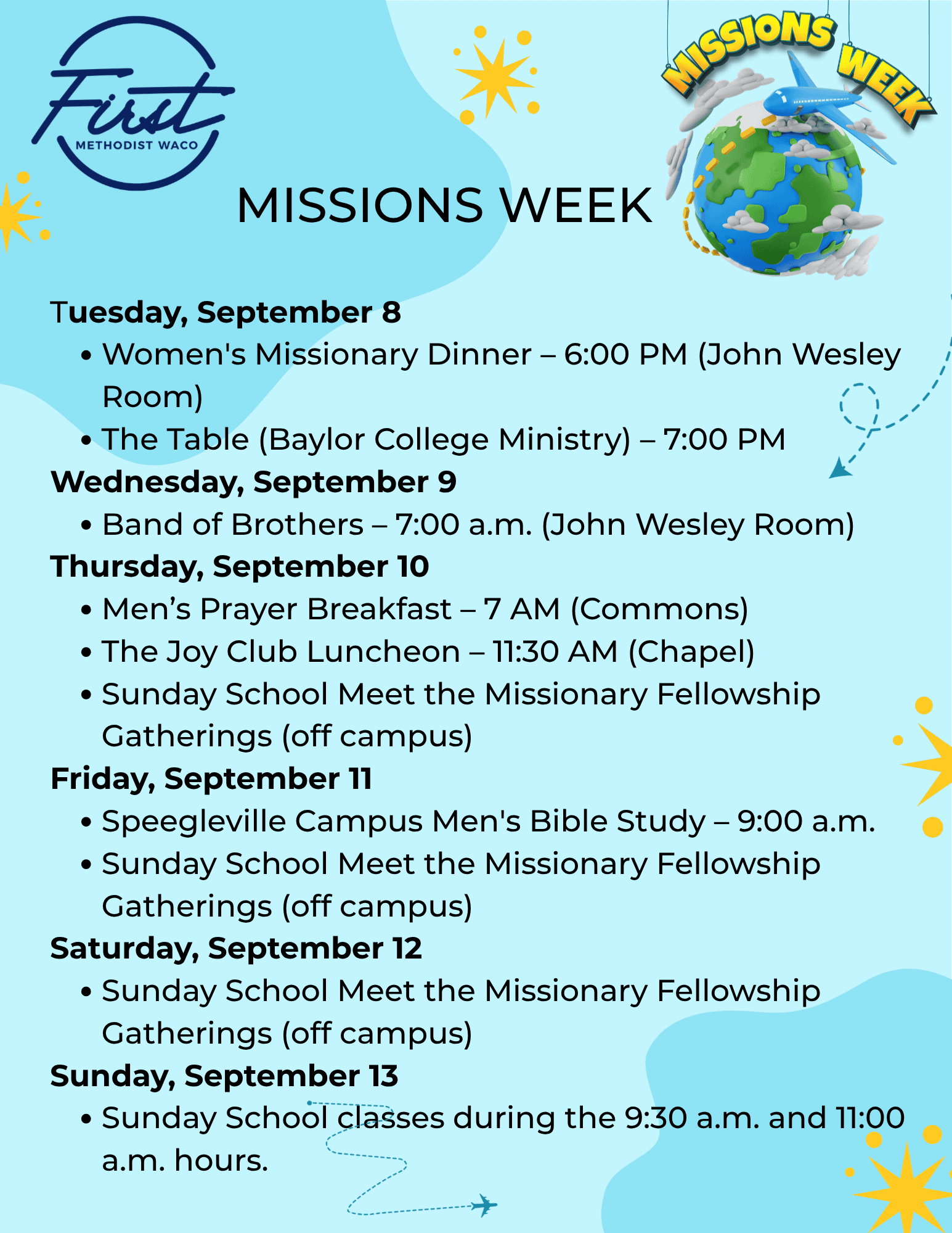 Missions Week Schedule