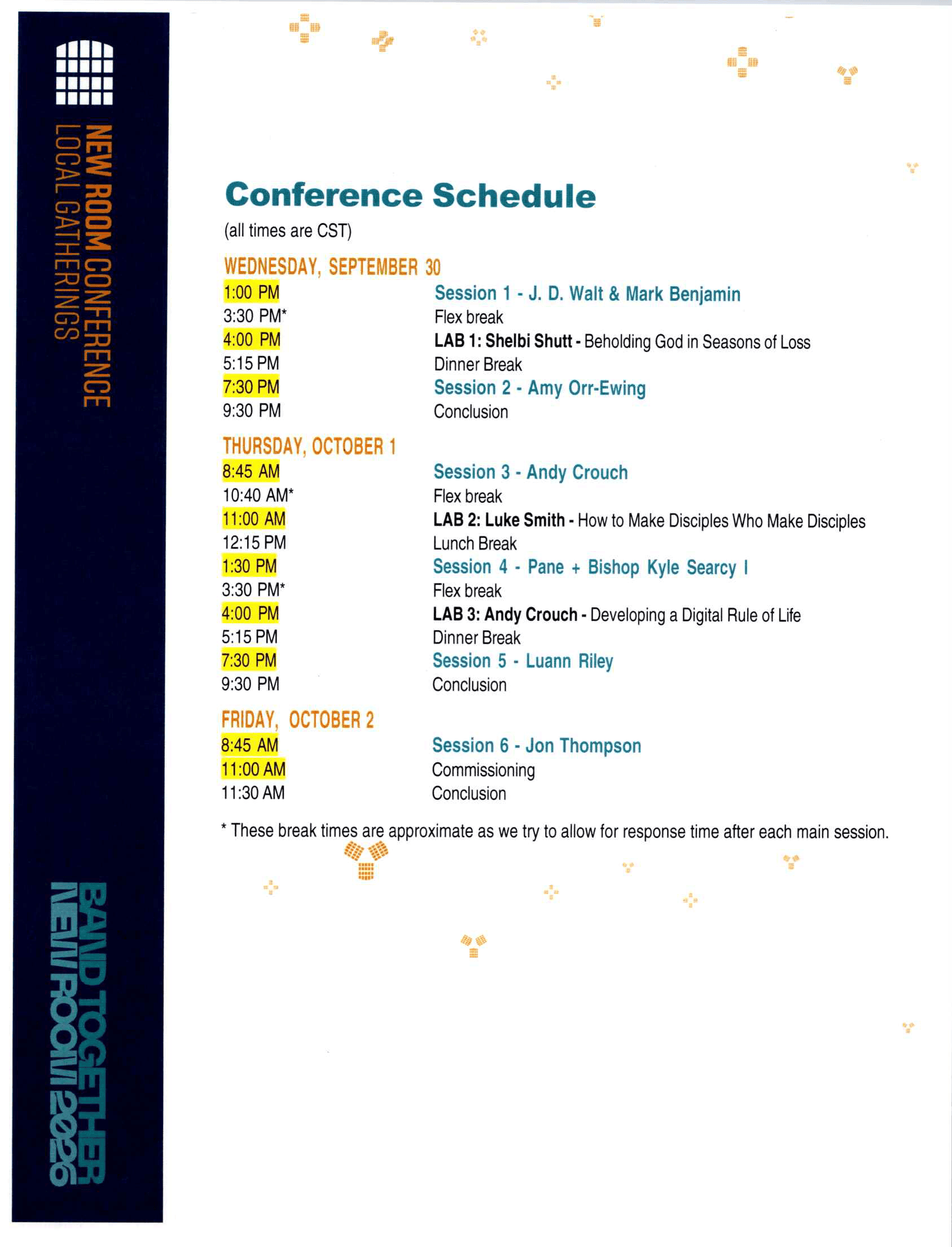 New Room 2026 Final Schedule in PDF